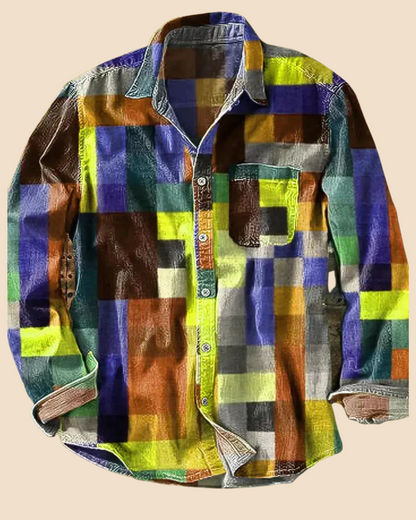 Léa | Chemise Vintage à Manches Longues avec Motif Arc-en-Ciel Rétro 4