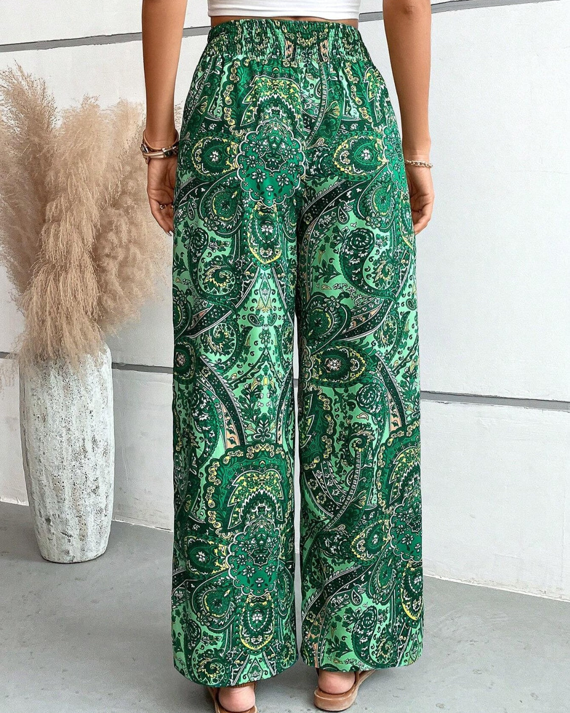 Léa | Pantalon large taille haute à imprimé cachemire pour femme 5