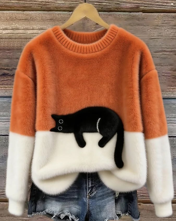 Léa | Pull Décontracté en Maille Douce avec Motif de Chat pour Femme 2