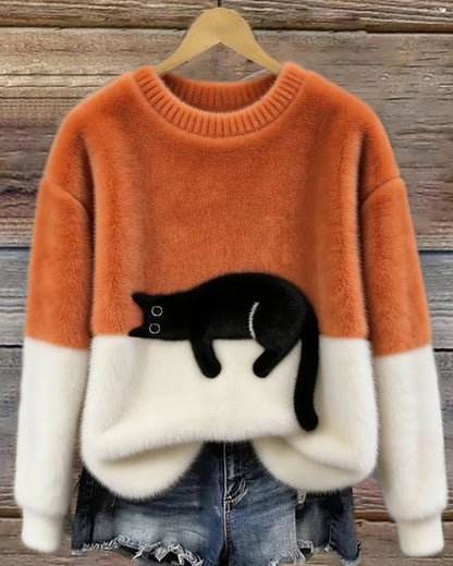 Léa | Pull Décontracté en Maille Douce avec Motif de Chat pour Femme 2