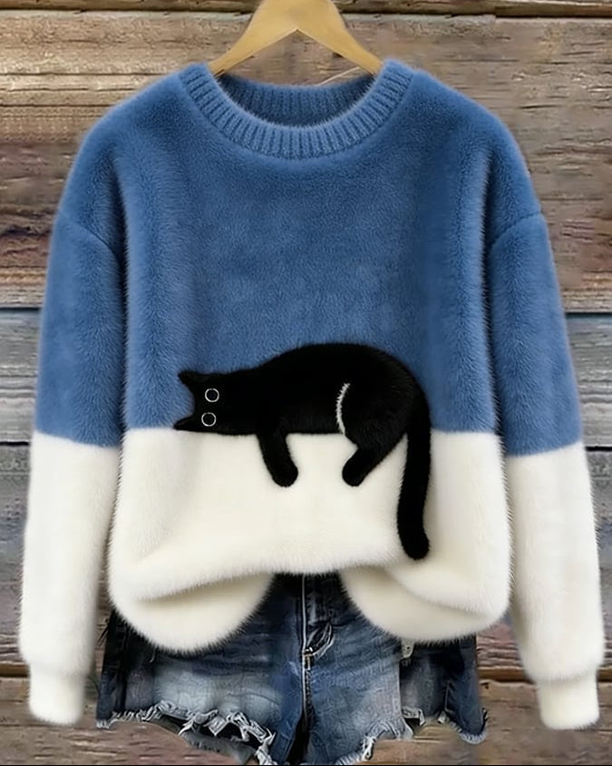 Léa | Pull Décontracté en Maille Douce avec Motif de Chat pour Femme 7