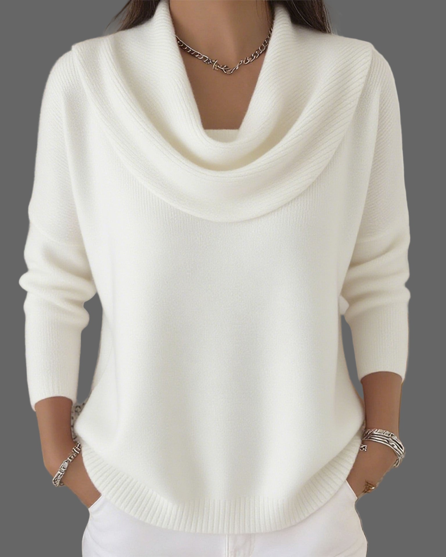 Léa | Pull Femme Élégant à Col Raffiné en Tissu Doux et Confortable 4