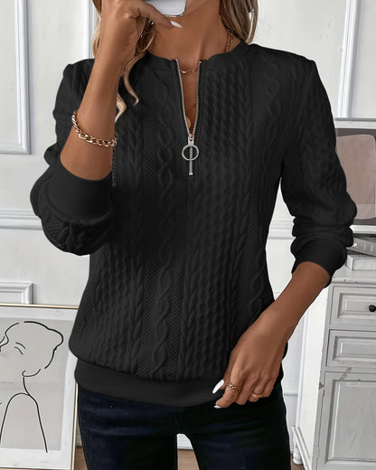 Léa | Pull Femme Zippé en Tricot Torsadé Chic et Confortable 6