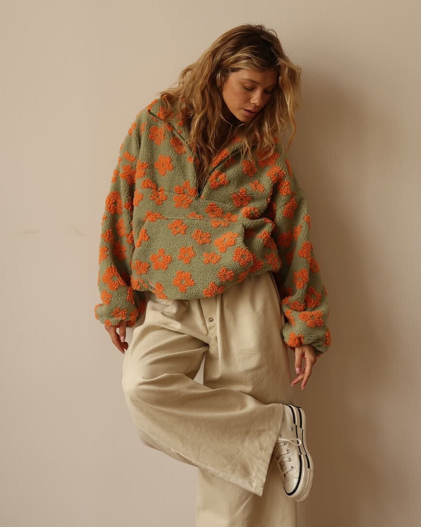 Léa | Pull Floral Doux en Pile pour Femme avec Manches Longues 6