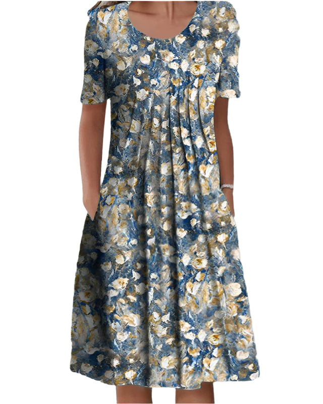 Léa | Robe Femme Midi Trapèze Élégante à Manches Courtes pour Sorties Décontractées 2
