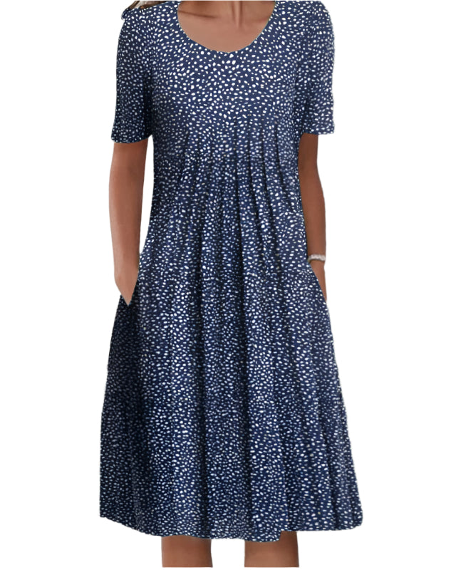 Léa | Robe Femme Midi Trapèze Élégante à Manches Courtes pour Sorties Décontractées 3