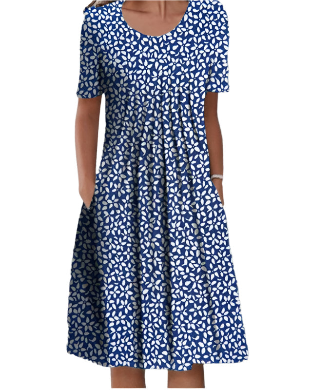 Léa | Robe Femme Midi Trapèze Élégante à Manches Courtes pour Sorties Décontractées 4