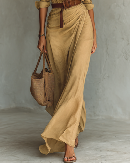 Léa | Robe Longue Femme Maxi Élégante avec Manches Longues et Ceinture 3