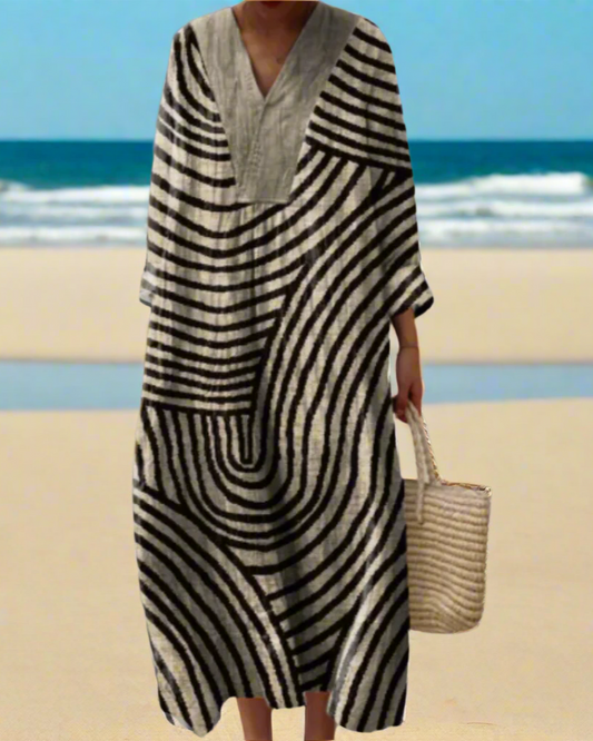 Léa | Robe Longue Géométrique Artistique pour Femme 0