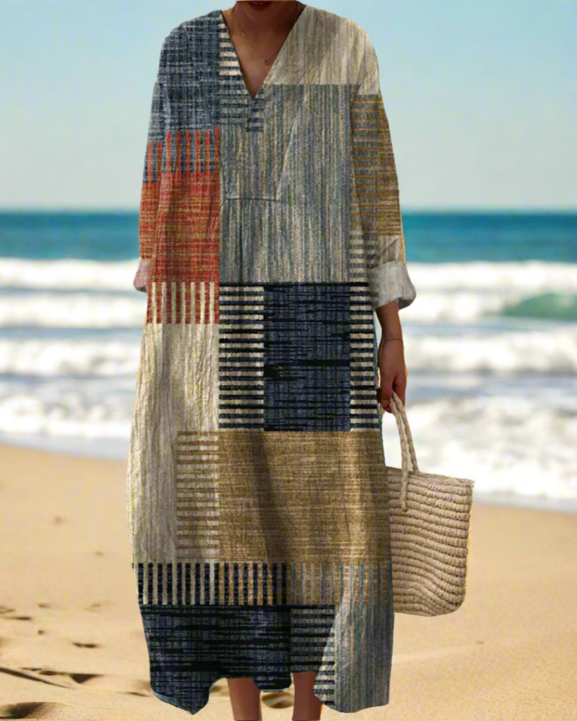 Léa | Robe Longue Géométrique Artistique pour Femme 5