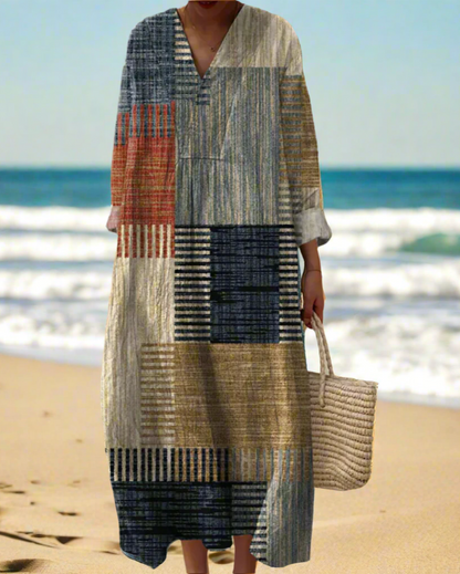 Léa | Robe Longue Géométrique Artistique pour Femme 5