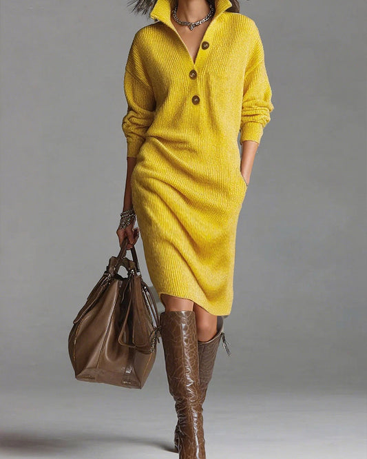 Léa | Robe Midi Chic Femme Côtelée Élégante pour Soirées Spéciales 0