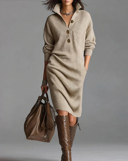 Léa | Robe Midi Chic Femme Côtelée Élégante pour Soirées Spéciales 2