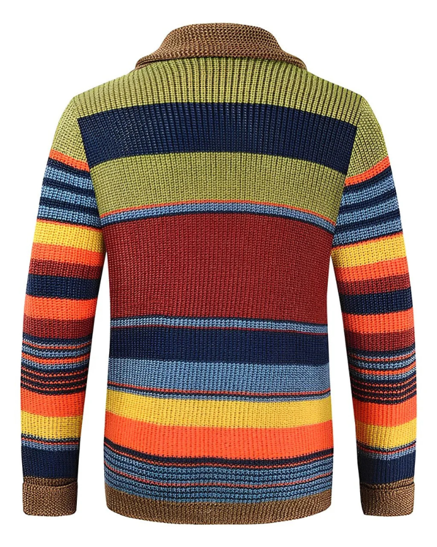 Léland | Cardigan Homme Rétro à Rayures Audacieuses et Col Châle 2