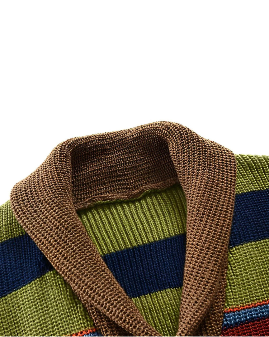 Léland | Cardigan Homme Rétro à Rayures Audacieuses et Col Châle 3