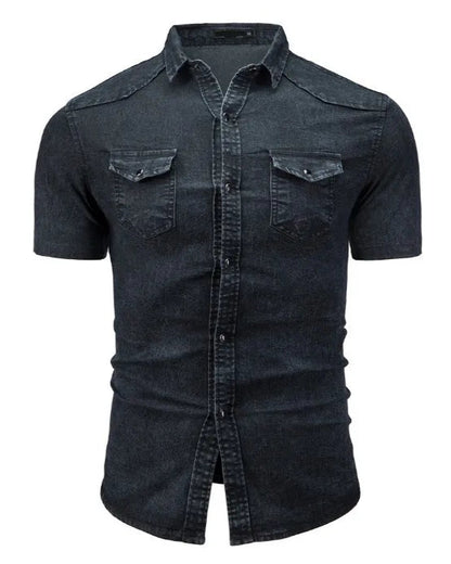 Léo | Chemise Homme en Jean à Manches Courtes Décontractée et Élégante 0