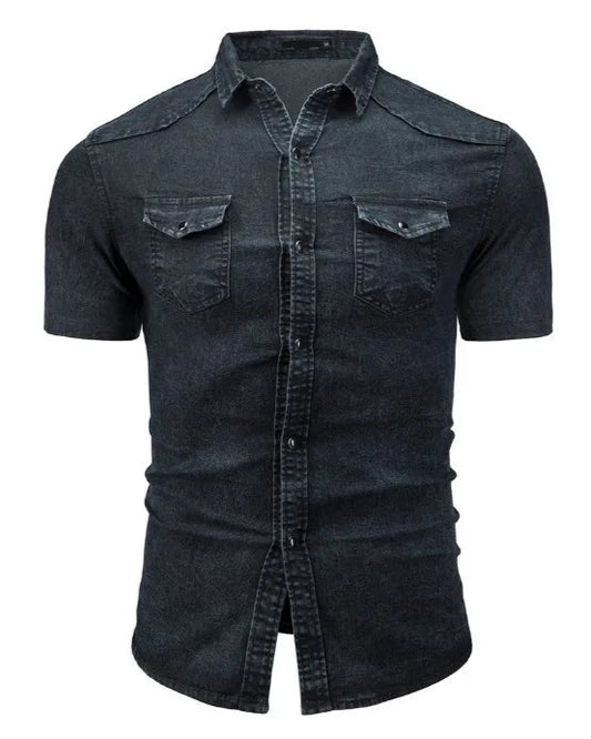 Léo | Chemise Homme en Jean à Manches Courtes Décontractée et Élégante 0