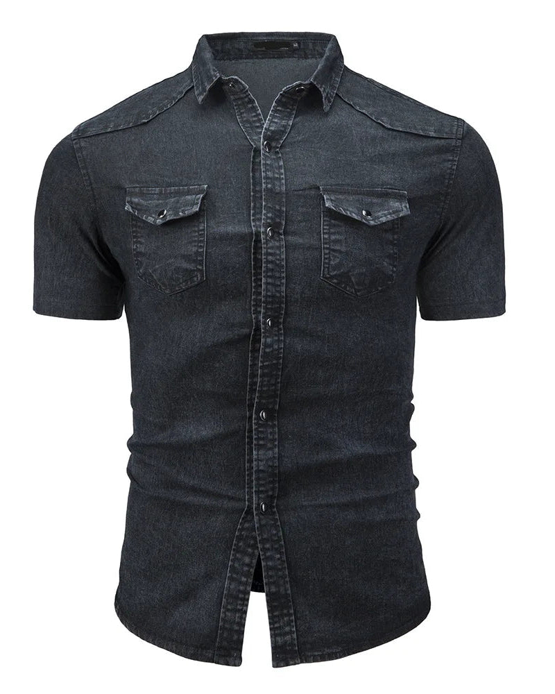 Léo | Chemise Homme en Jean à Manches Courtes Décontractée et Élégante 3