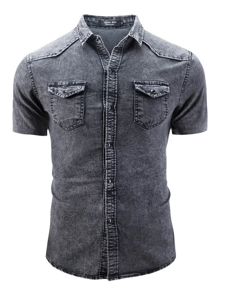 Léo | Chemise Homme en Jean à Manches Courtes Décontractée et Élégante 4