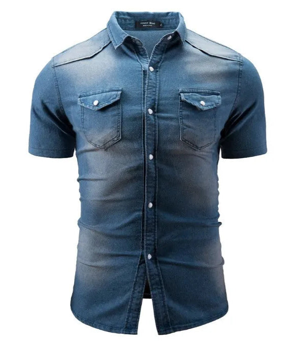 Léo | Chemise Homme en Jean à Manches Courtes Décontractée et Élégante 6