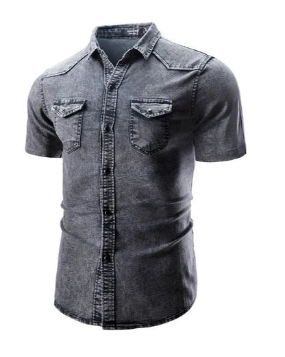 Léo | Chemise Homme en Jean à Manches Courtes Décontractée et Élégante 7
