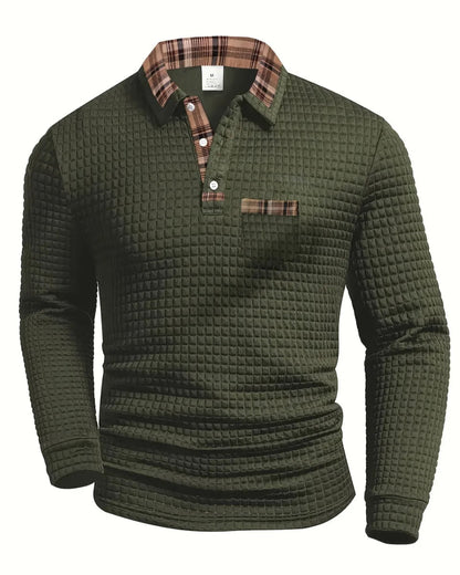 Liam | Polo Homme Manche Longue à Motif de Diamant Élégant 1