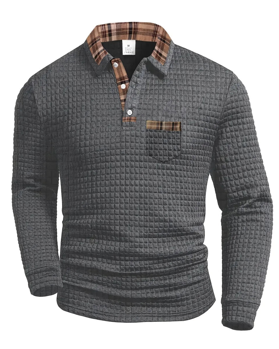 Liam | Polo Homme Manche Longue à Motif de Diamant Élégant 2