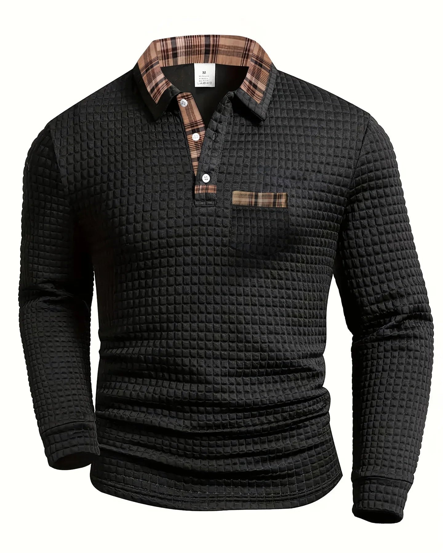 Liam | Polo Homme Manche Longue à Motif de Diamant Élégant 3