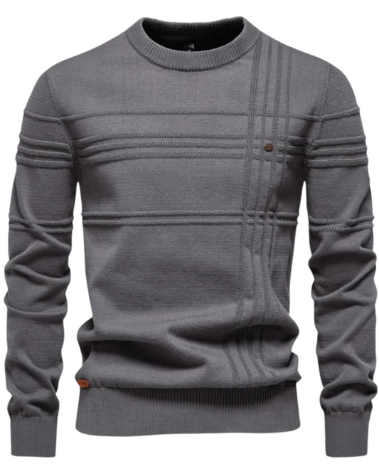 Lucas | Pull Homme Hiver Élégant en Coton à Rayures pour un Look Chic 0