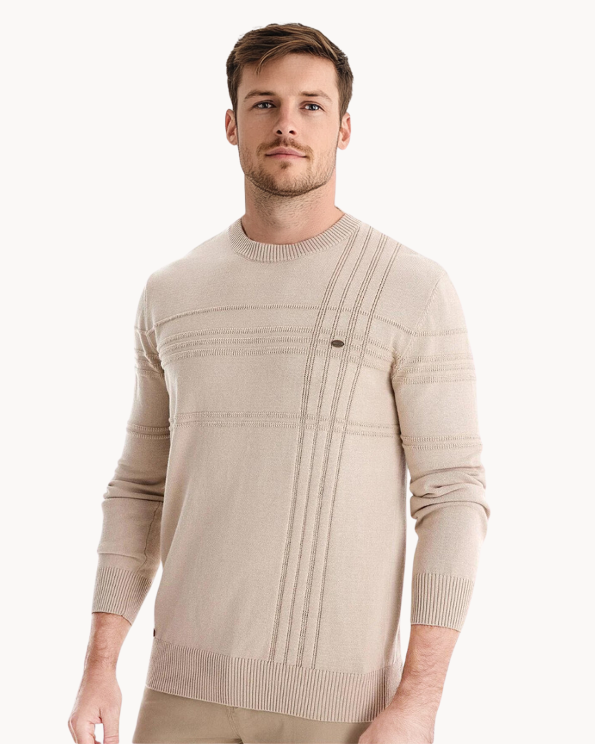 Lucas | Pull Homme Hiver Élégant en Coton à Rayures pour un Look Chic 7