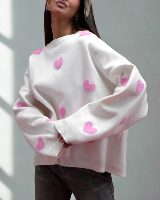 Mila | Pull Femme avec Imprimé Cœur Unique et Confort Optimal