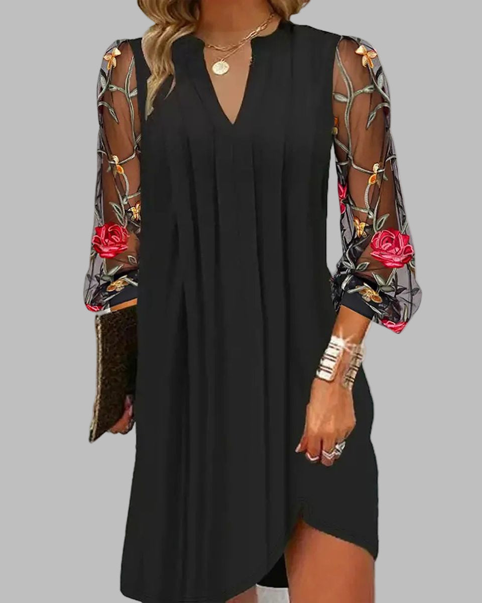 Renée | Robe Longue Femme Élégante à Manches Brodées pour Soirée 0