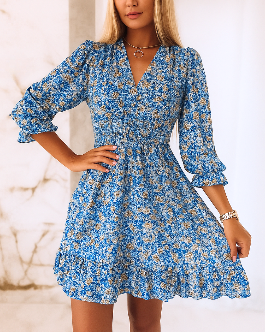 Sophie | Mini-Robe Fluide Imprimée à Col en V pour Femme 2