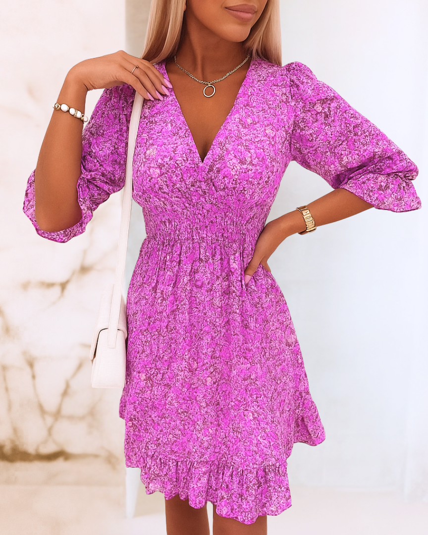 Sophie | Mini-Robe Fluide Imprimée à Col en V pour Femme 3