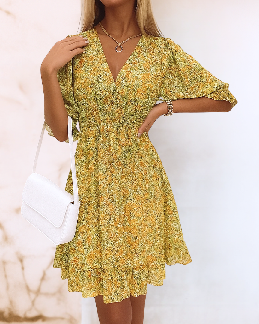 Sophie | Mini-Robe Fluide Imprimée à Col en V pour Femme 4