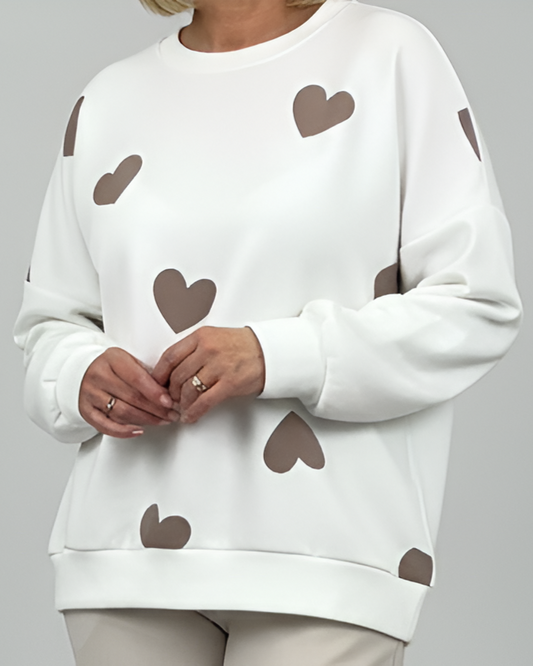 Mila | Pull Femme avec Imprimé Cœur Unique et Confort Optimal