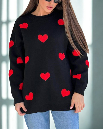 Mila | Pull Femme avec Imprimé Cœur Unique et Confort Optimal